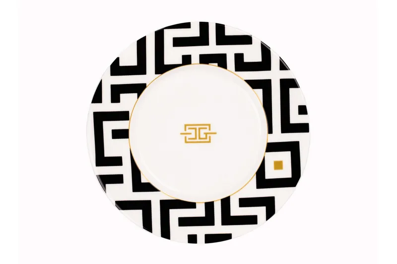 DECO Assietter Benporslin Ø22,5 cm, Svart / Vit