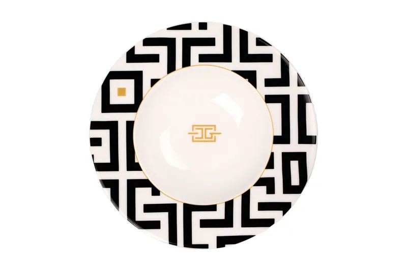 DECO Djupa Tallrikar Benporslin Ø24,5 cm, Svart / Vit