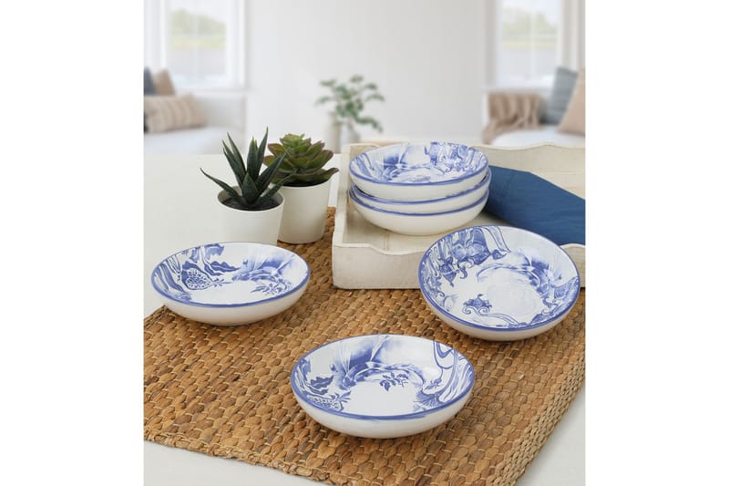 Djup Tallrik Kausal, Vit/Blå