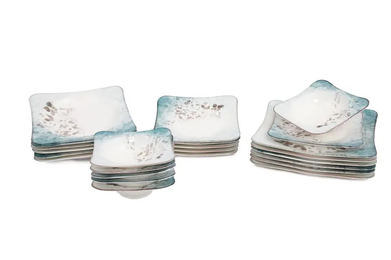 Subatan Tallriksset 24 Delar - Porslin/Flerfärgad - Servering & matlagning - Tallrikar & skålar - Fyrkantiga tallrikar