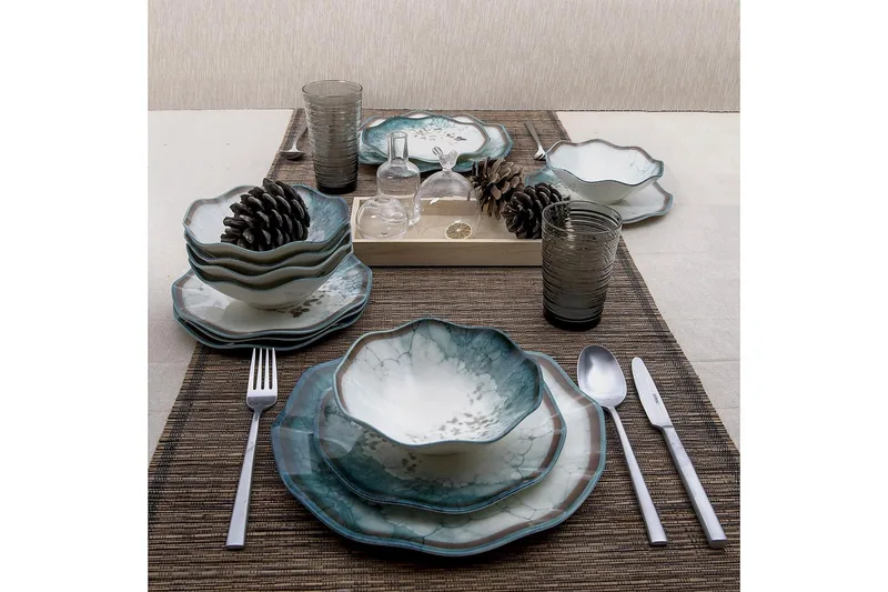 Subatan Tallriksset 24 Delar - Porslin/Flerfärgad - Servering & matlagning - Tallrikar & skålar - Fyrkantiga tallrikar