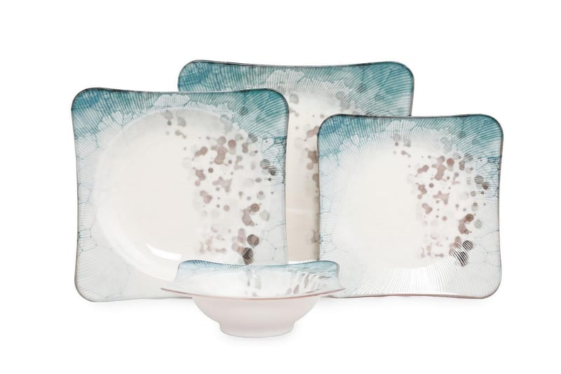 Subatan Tallriksset 24 Delar - Porslin/Flerfärgad - Servering & matlagning - Tallrikar & skålar - Fyrkantiga tallrikar