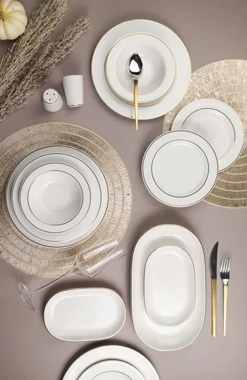 Garyn Servis (53 delar) 53x33x36 cm - Vitt/guld - Servering & matlagning - Tallrikar & skålar - Tallrikar set