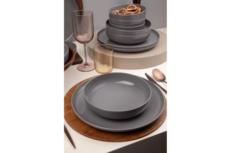 Middagset (12 delar) Athodna Antracit - Antracit - Servering & matlagning - Tallrikar & skålar - Tallrikar set
