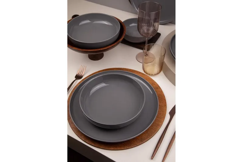Middagset (12 delar) Athodna Antracit - Antracit - Servering & matlagning - Tallrikar & skålar - Tallrikar set
