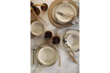 Middagset (12 delar) Lomara kräm - Cremevit - Servering & matlagning - Tallrikar & skålar - Tallrikar set