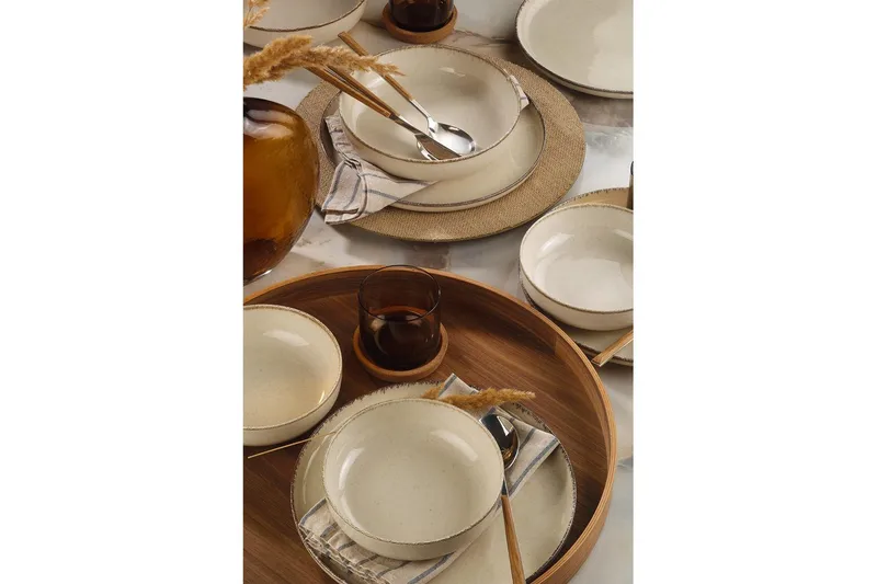 Middagset (12 delar) Lomara kräm - Cremevit - Servering & matlagning - Tallrikar & skålar - Tallrikar set