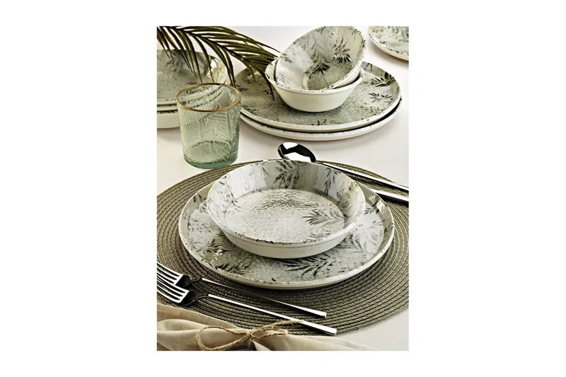 Middagset (18 delar) Haruka Vit / Antracit - Vit/Antracit - Servering & matlagning - Tallrikar & skålar - Tallrikar set