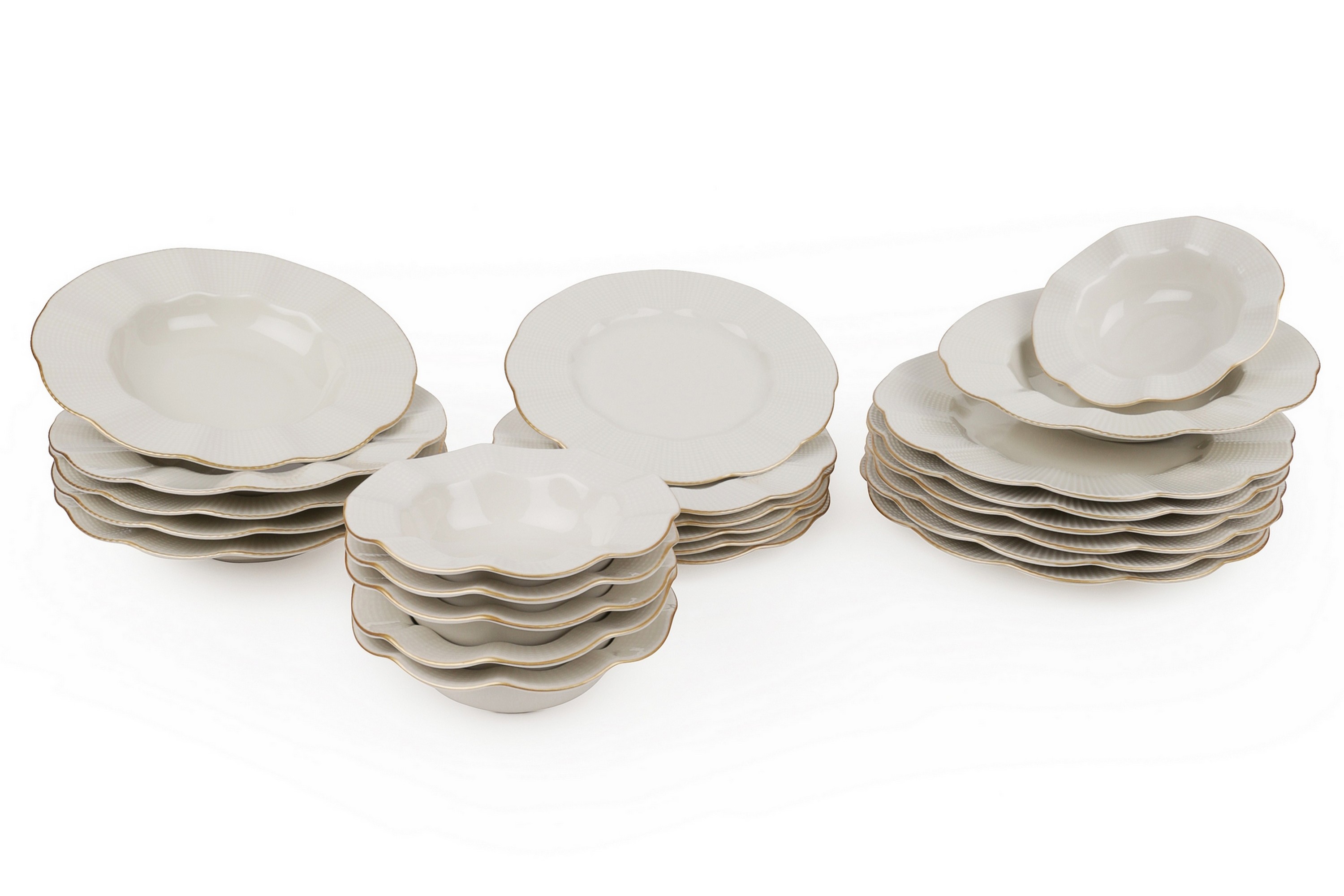 Middagsservis Adine 24 Delar Porslin CremeGuld
