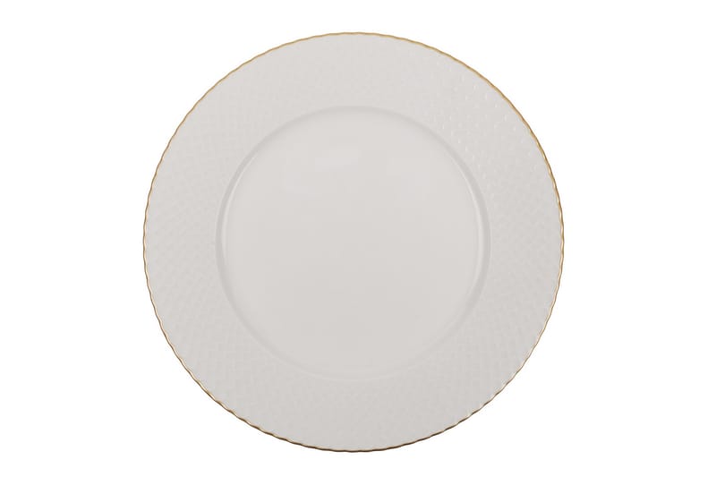 Middagsservis Adine 24 Delar Porslin - Vit|Guld - Porslin - Porslin servis - Tallrikar & skålar