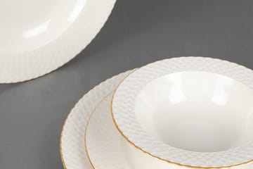 Middagsservis Adine 24 Delar Porslin - Vit|Guld - Servering & matlagning - Tallrikar & skålar