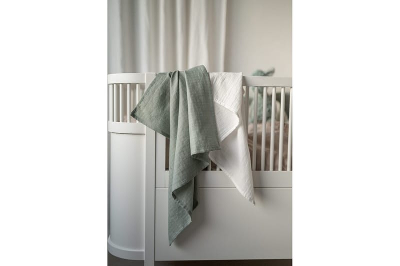 Muslinwrap 2-Pack - Vit/Grön (70 x 70 cm) - Textil & mattor - Barntextilier - Barnfilt & babyfilt