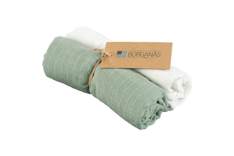 Muslinwrap 2-Pack - Vit/Grön (70 x 70 cm) - Textil & mattor - Barntextilier - Barnfilt & babyfilt