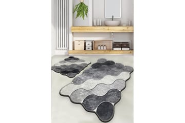 Badrumsmattset (2 delar) Sufia Grå / Ljusgrå / Vit - Grå / Ljusgrå / Vit - Textil & mattor - Badrumstextil