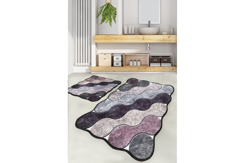 Badrumsmattset (2 delar) Sufia Mytikas / Grå / Syren - Mytikas / Grå / Syren - Textil & mattor - Badrumstextil