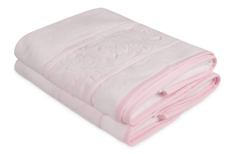 Badhandduk Hobby 70x140 cm 2-pack - Vit/Rosa - Textil & mattor - Badrumstextil