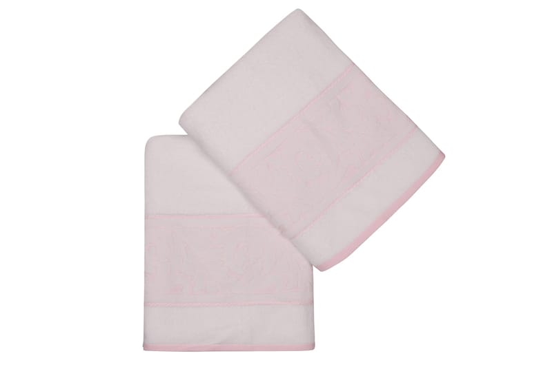 Badhandduk Hobby 70x140 cm 2-pack - Vit/Rosa - Textil & mattor - Badrumstextil