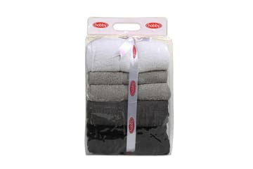 Badhandduk Hobby 70x140 cm 2-pack - Vit/Grå/Mörkgrå/Svart - Textil & mattor - Badrumstextil