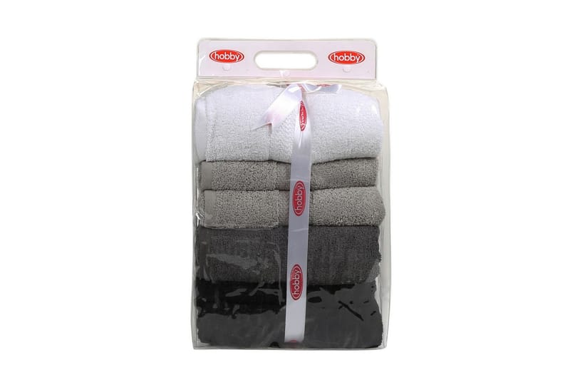 Badhandduk Hobby 70x140 cm 2-pack - Vit/Grå/Mörkgrå/Svart - Textil & mattor - Badrumstextil