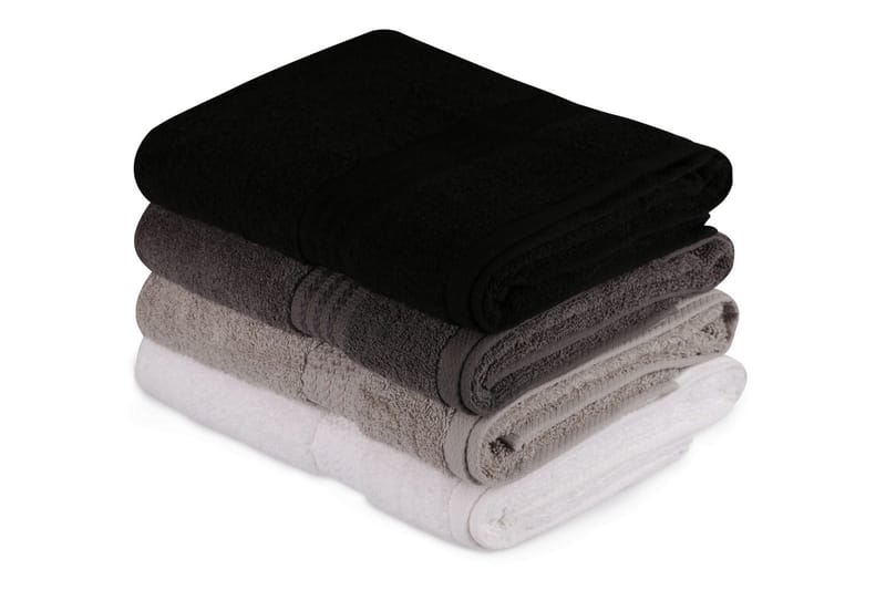 Badhandduk Hobby 70x140 cm 2-pack - Vit/Grå/Mörkgrå/Svart - Textil & mattor - Badrumstextil