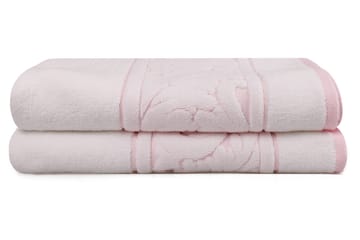 Badhandduk Hobby 70x140 cm 2-pack - Vit/Rosa - Textil & mattor - Badrumstextil
