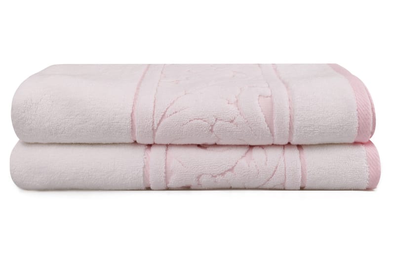 Badhandduk Hobby 70x140 cm 2-pack - Vit/Rosa - Textil & mattor - Badrumstextil