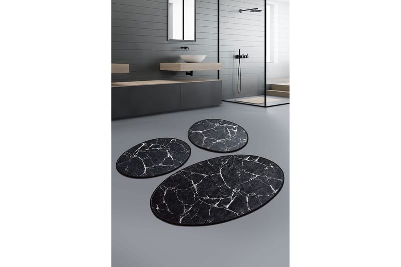 Badrumsmatta Baray 3-pack - Svart/Vit - Textil & mattor - Badrumstextil