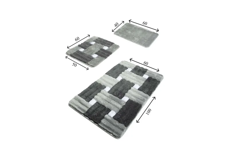 Chilai Home Badmatta Set om 3 - Multi - Textil & mattor - Badrumstextil