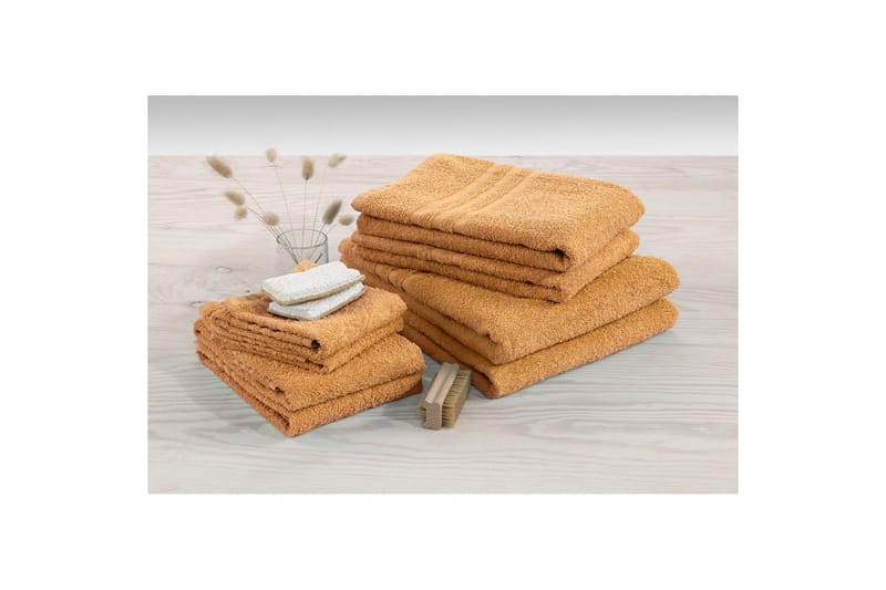 Duschhandduk Basic Frotté 65 x 130 cm, Gul