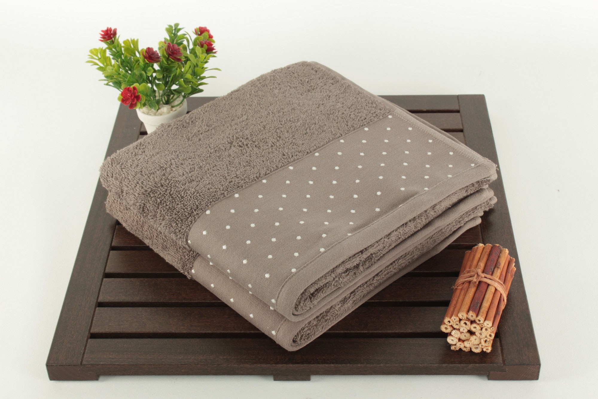 Handduk aheser 50x90 cm 2-pack Brun/Vit