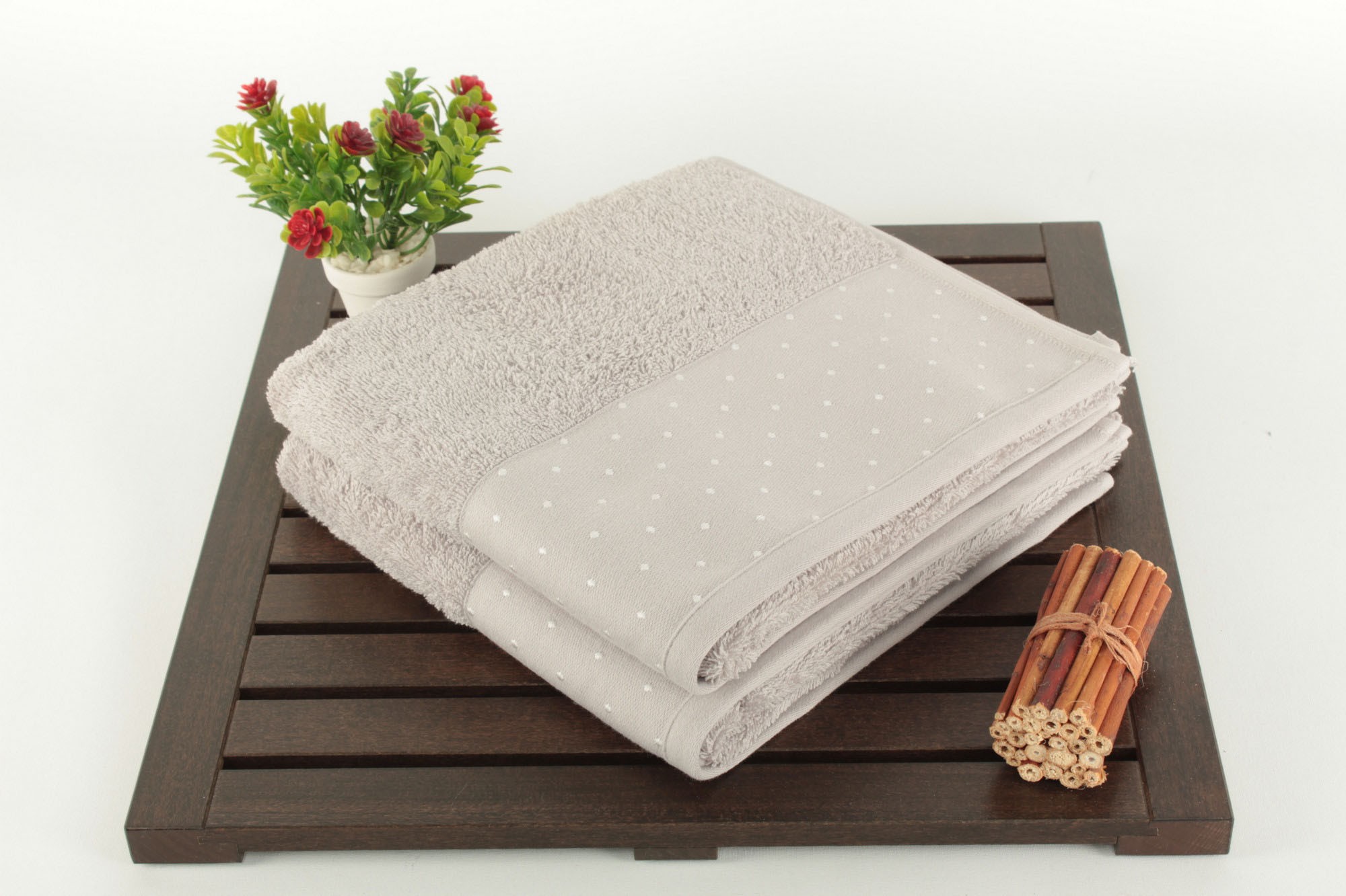 Handduk aheser 50x90 cm 2-pack LjusgråVit