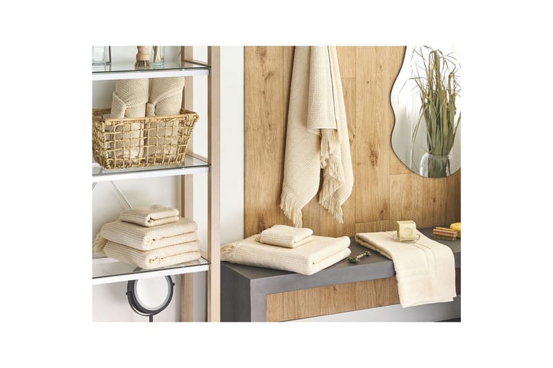 Handduk Atiu set om 9 Beige - Beige - Textil & mattor - Badrumstextil - Handdukar