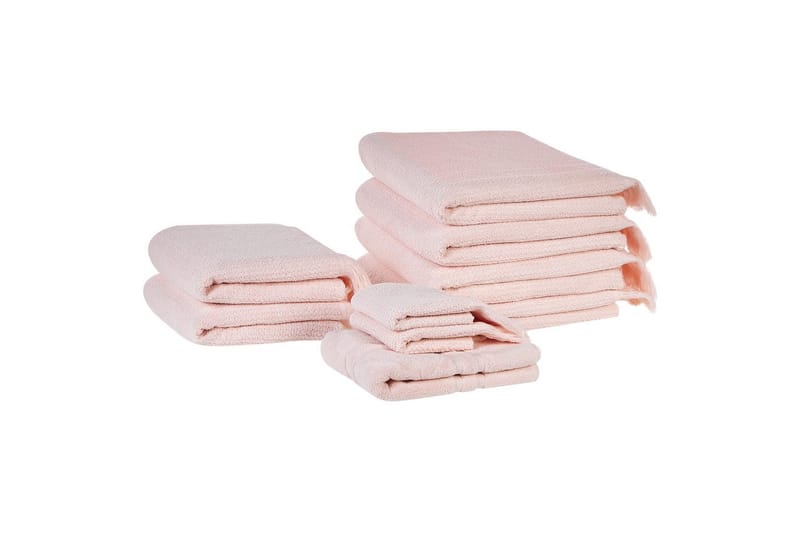 Handduk Atiu set om 9 Rosa - Rosa - Textil & mattor - Badrumstextil - Handdukar
