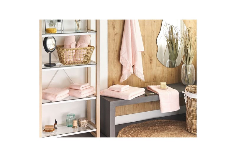 Handduk Atiu set om 9 Rosa - Rosa - Textil & mattor - Badrumstextil - Handdukar