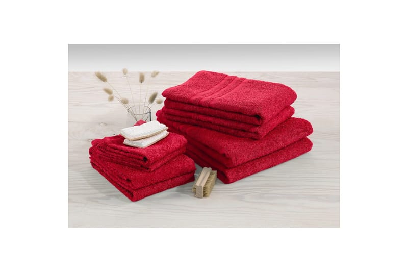 Handduk Basic Frotté - Röd - Textil & mattor - Badrumstextil