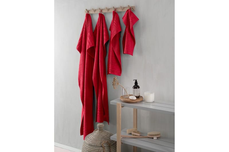 Handduk Basic Frotté - Röd - Textil & mattor - Badrumstextil