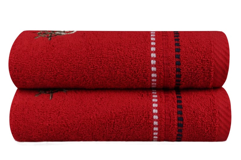 Handduk Hobby 50x90 cm 2-pack - Röd/Mörkblå/Vit/Beige - Badrumstextil - Handdukar