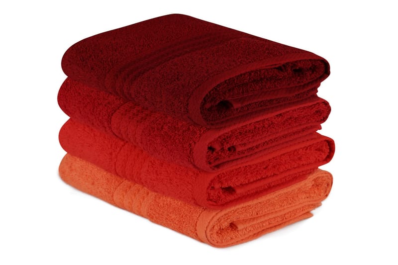 Handduk Hobby 50x90 cm 4-pack - Orange/Röd/Rosa - Badrumstextil - Handdukar