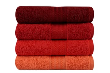 Handduk Hobby 50x90 cm 4-pack - Orange/Röd/Rosa - Textil & mattor - Badrumstextil