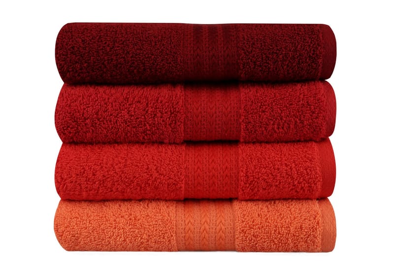 Handduk Hobby 50x90 cm 4-pack - Orange/Röd/Rosa - Textil & mattor - Badrumstextil