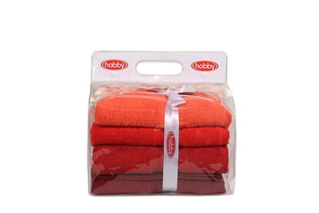 Handduk Hobby 50x90 cm 4-pack - Orange/Röd/Rosa - Textil & mattor - Badrumstextil