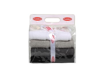 Handduk Hobby 50x90 cm 4-pack - Vit/Grå/Mörkgrå/Svart - Textil & mattor - Badrumstextil