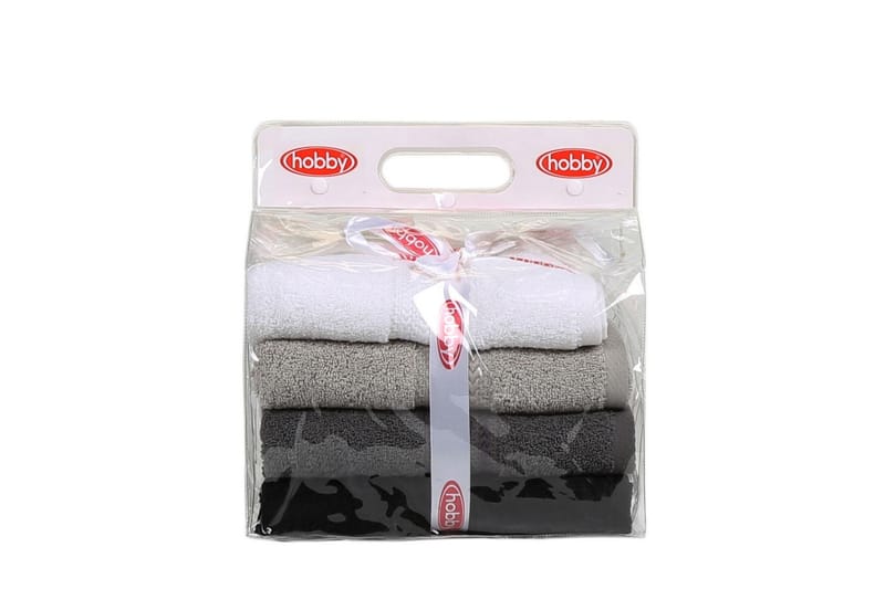Handduk Hobby 50x90 cm 4-pack - Vit/Grå/Mörkgrå/Svart - Textil & mattor - Badrumstextil