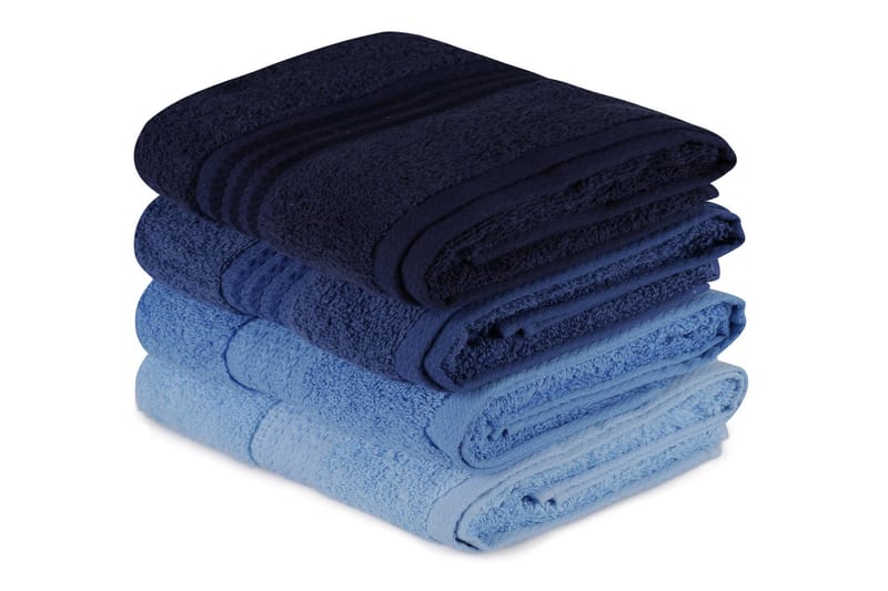 Handduk Hobby 50x90 cm 4-pack - Mörkblå/Blå/Ljusblå - Textil & mattor - Badrumstextil
