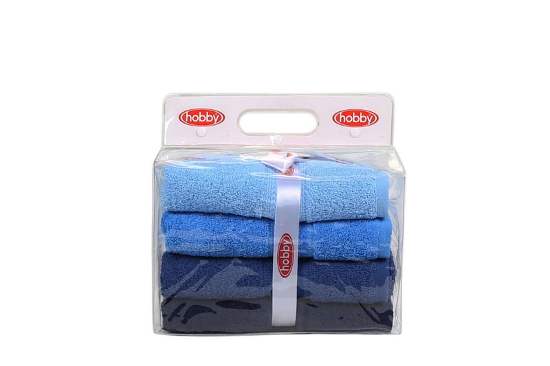 Handduk Hobby 50x90 cm 4-pack - Mörkblå/Blå/Ljusblå - Badrumstextil - Handdukar