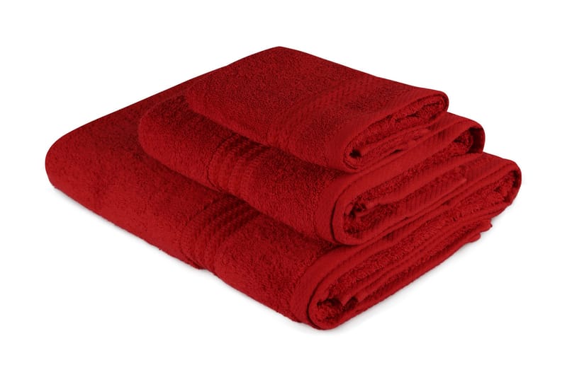 Handduk Hobby Set om 3 - Röd - Handdukar