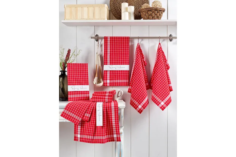 Lympne Tvättlapp 10-pack, Röd/Vit