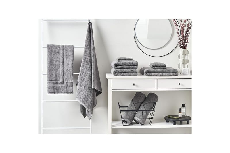 Handduk Mitiaro set om 9 Grå - Grå - Textil & mattor - Badrumstextil - Handdukar