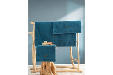 Handduksset (3 delar) Loraford Petrolblå - Petrolblå - Textil & mattor - Badrumstextil