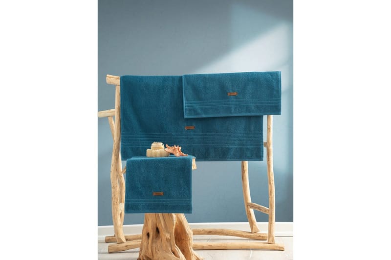Handduksset (3 delar) Loraford Petrolblå - Petrolblå - Textil & mattor - Badrumstextil